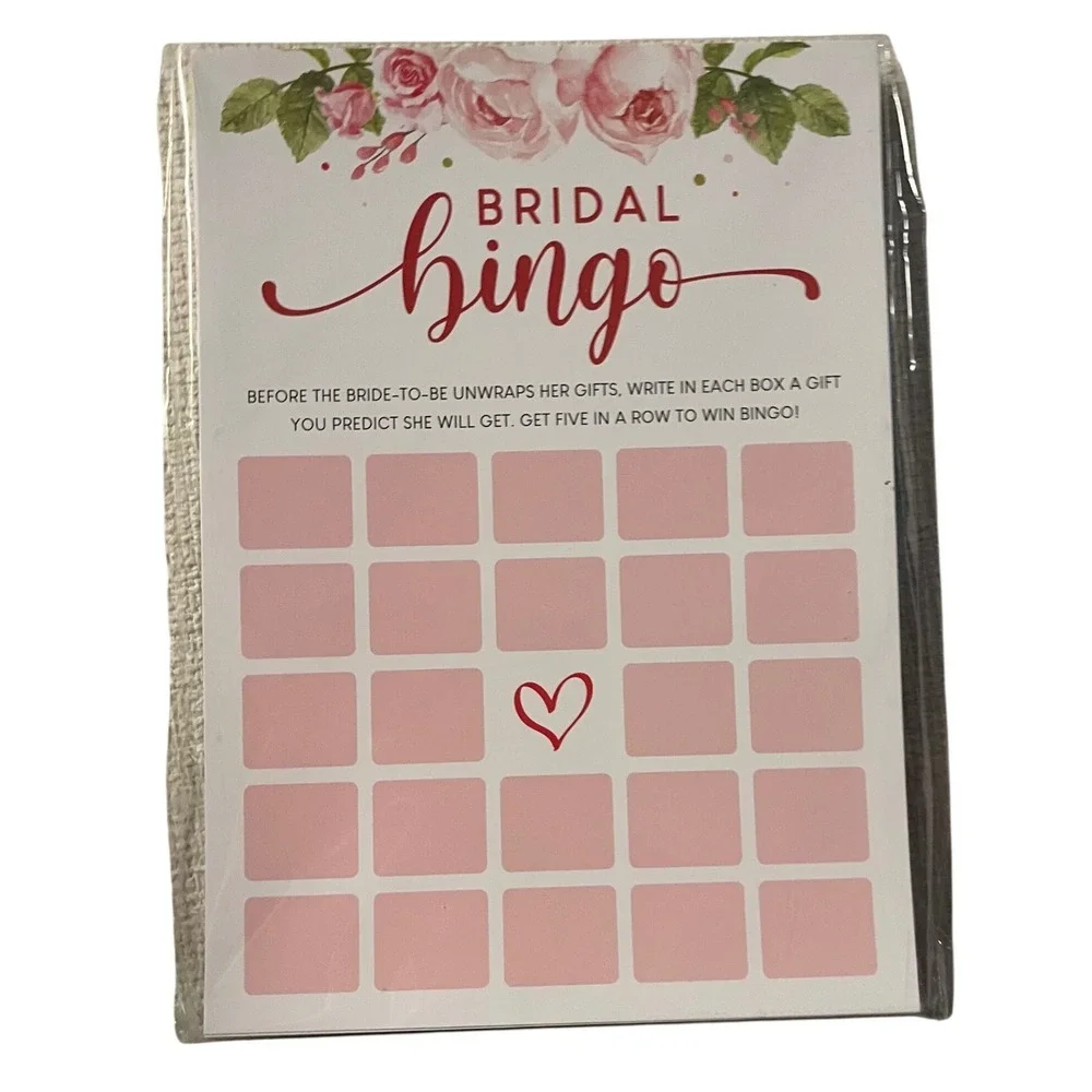Bridal Bingo Game Cards Pink Floral Bridal Shower Bachelorette Party Activity‎